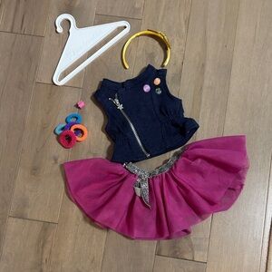 American Girl Pink and Denim Doll Outfit with Accessories